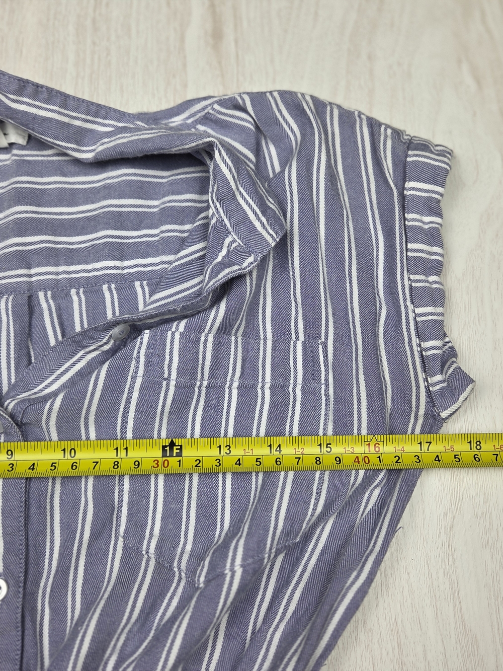 Japna Blue and White Striped Mini Shirt Dress Size Medium - Picture 5 of 6